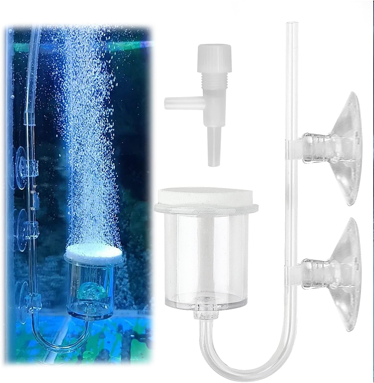 Witwar Aquarium Nano Air Stone, 35 MM Ultra Silent Fish Tank Airstone Aquarium Air Filter Tube Silent Diffusers Dissolved Oxygen Air Refiner Increase oxygen in Fish Tank and Hydroponic Pumps