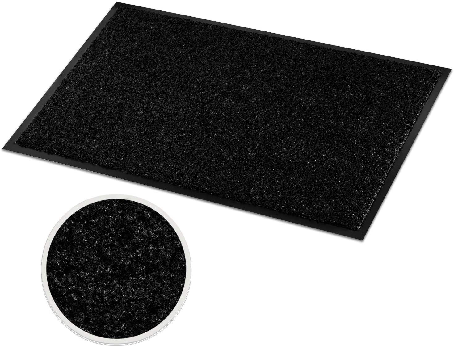 KARAT - Tapis Anti-salissures - Paillasson de Porte Lavable et Ultra Absorbant - Tapis de Porte Dos et Surface antidérapant - Use&Wash, 120 x 180 cm, Noir 1000