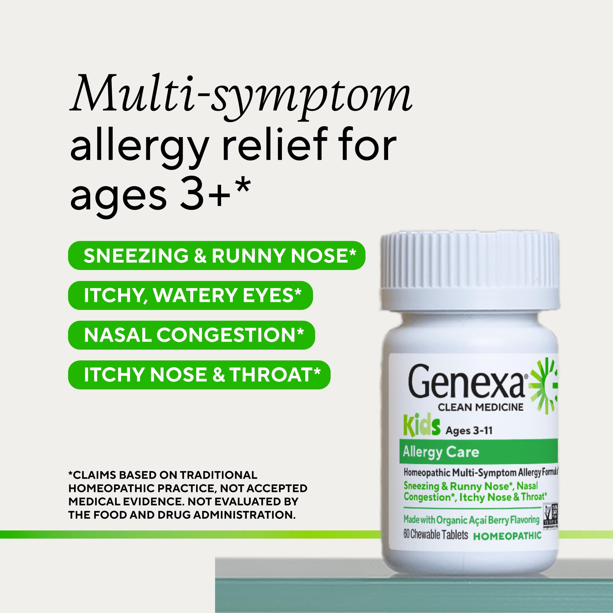 Genexa Kids Allergy Relief, Drug Free & Made Clean, 60 Chewable Tablets — Amazon image 3