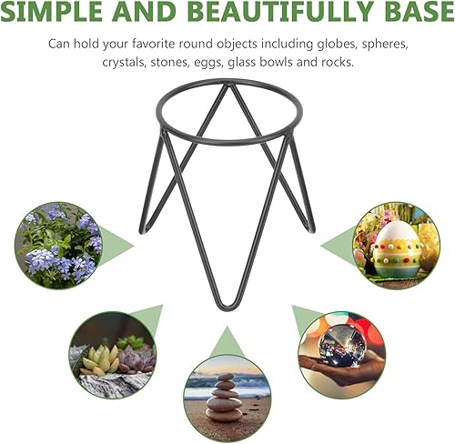 Miniatura 4 de VOSAREA Soporte de exhibición de bola de hierro negro Soporte de esfera Soporte de esfera Soporte de exhibición de hierro Estante de bola de cristal