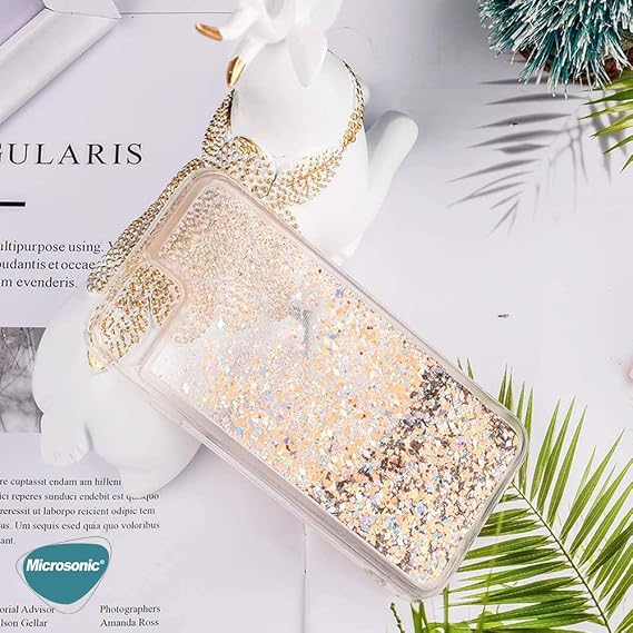 Microsonic Xiaomi Redmi Note 12 Pro Plus 5G için Kılıf Glitter Liquid Holder Gold [Redmi Note 12 Pro+ 5G ile Uyumlu Kılıf - Gold]