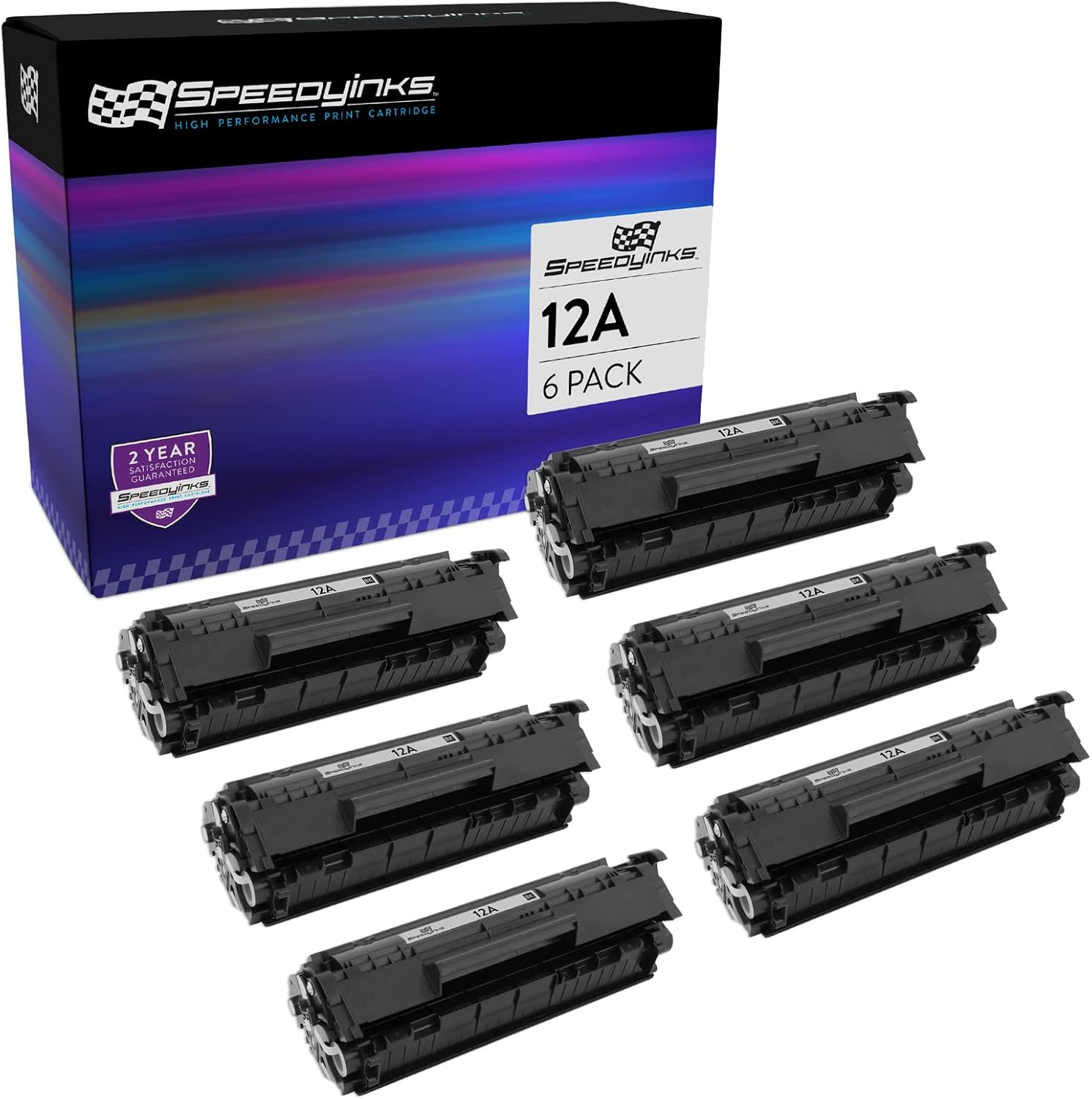 SPEEDYINKS 6PK Compatible Replacements for HP 12A Black Toner Cartridge for Use in LaserJet: 1010, 1012, 1018, 1020, 1022, 1022n, 1022nw, 3015, 3020, 3030, 3050, 3052, 3055, M1319, M1319f
