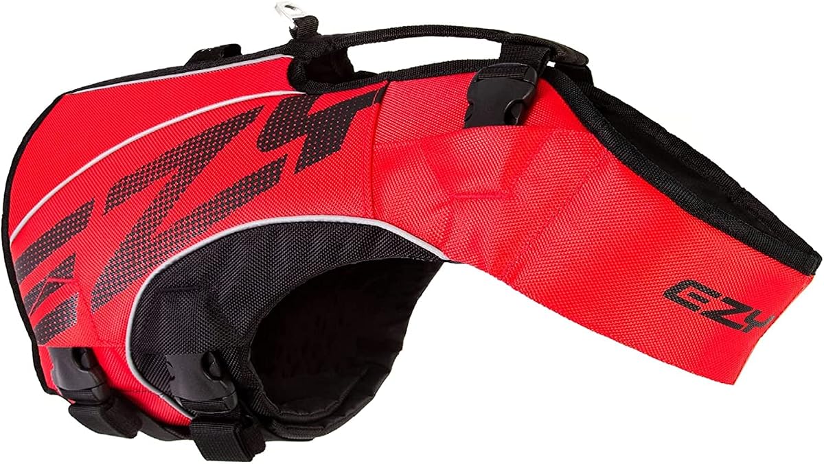 Chaleco salvavidas EzyDog DFD X2 para perros, asa de agarre, ribete reflectante - 4XS, rojo