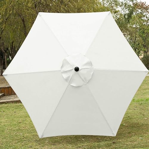 Miniatura 4 de Sombrilla Sunnyglade para patio, 7.5 pies, con botón de inclinación, manivela, 6 varillas, Beige