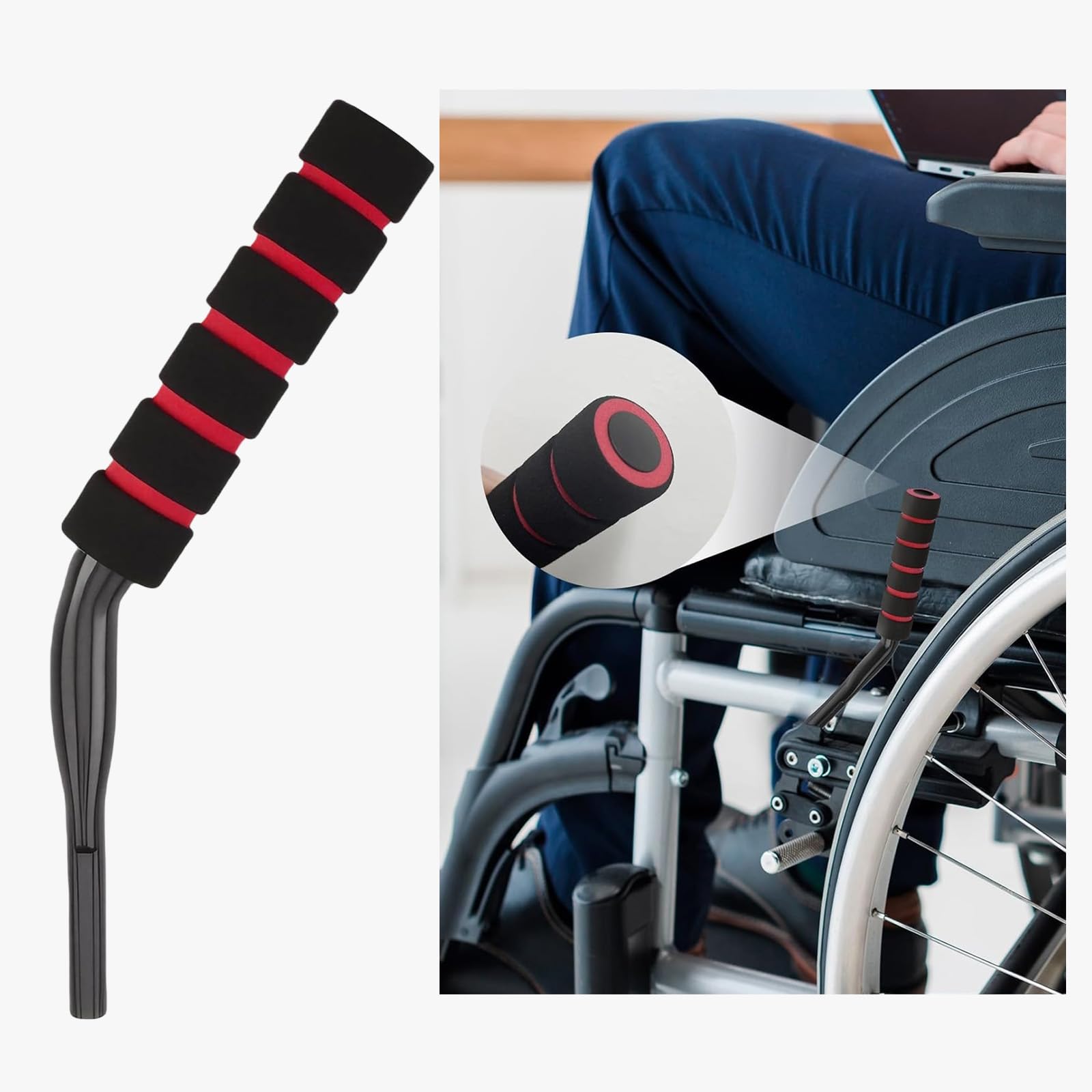 1Pack Black Wheelchair Brake Extension Handles Fits Standard 3/4 inch