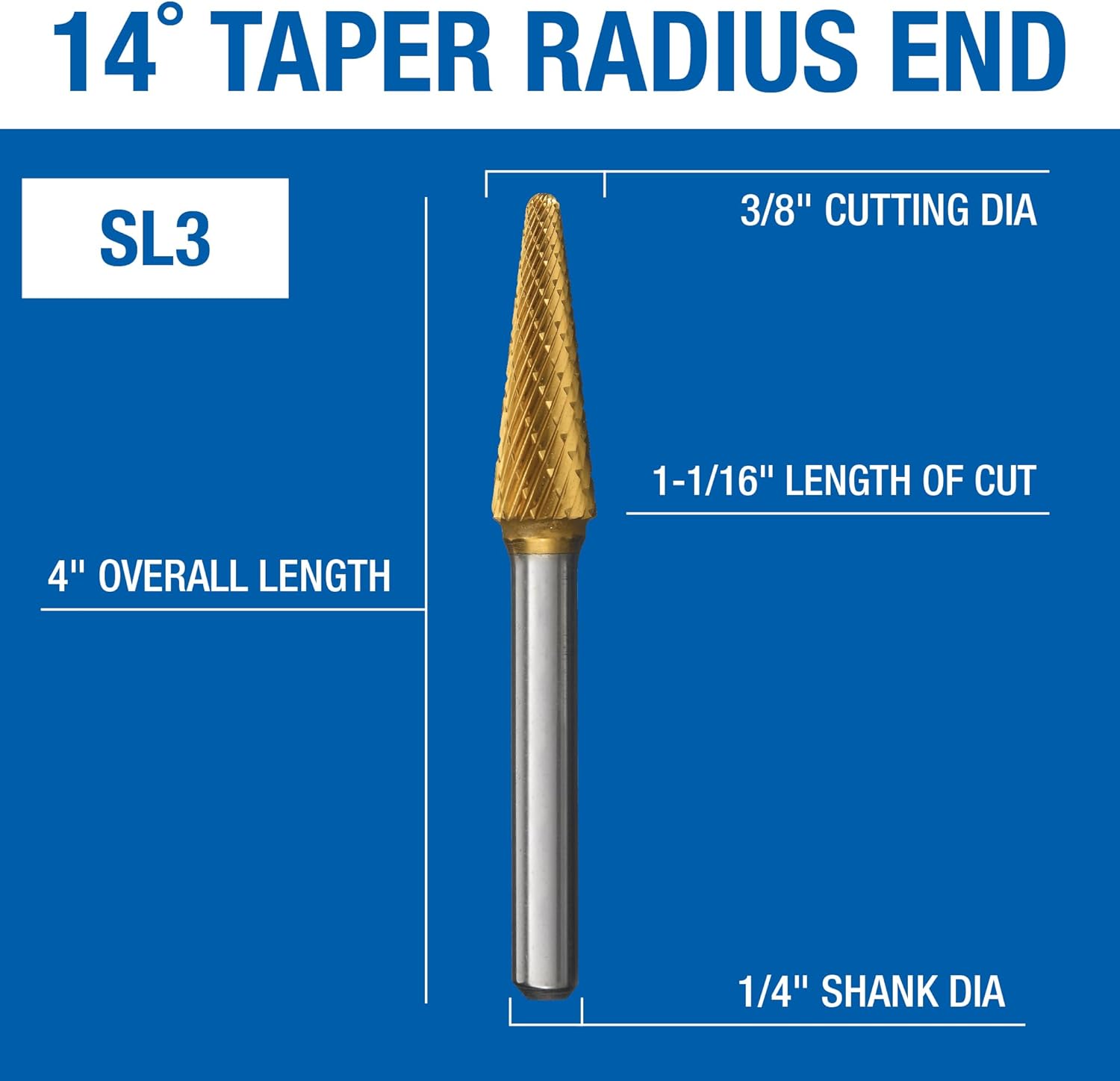 Champion Cutting Tool SL3 Double Cut TiN Coated Carbide Bur