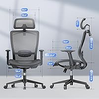 Vista 3 de FLEXISPOT Silla de oficina ergonómica, silla giratoria de malla con respaldo alto, sillas de escritorio de oficina ejecutiva, con soporte lumbar