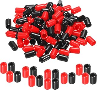 MECCANIXITY 100pcs Rubber End Caps Cover Assortment 8mm Vinyl Screw Thread Protector for Screw Bolt Black Red
