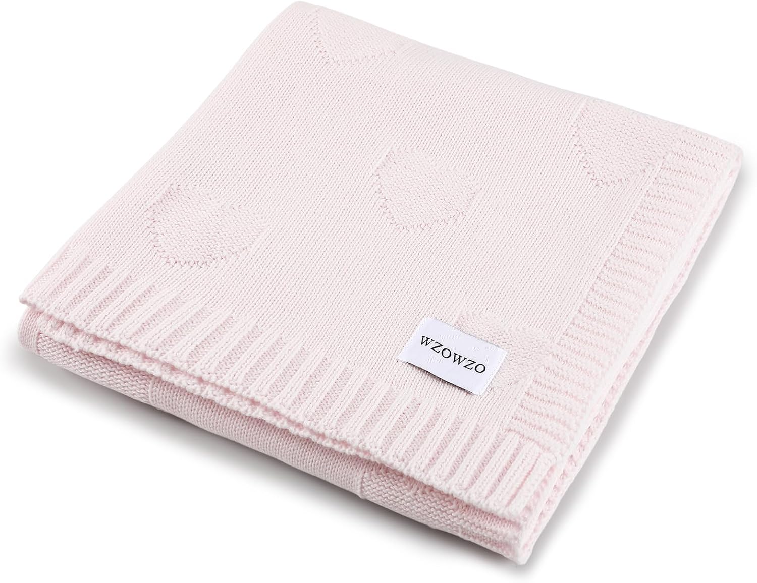 30x40 Inches Polka Dot Jacquard Knitted Baby Blanket, Soft Fleece Backing Warm Skin-Friendly Nursery Blanket for Newborns & Toddlers Pink - Ideal
