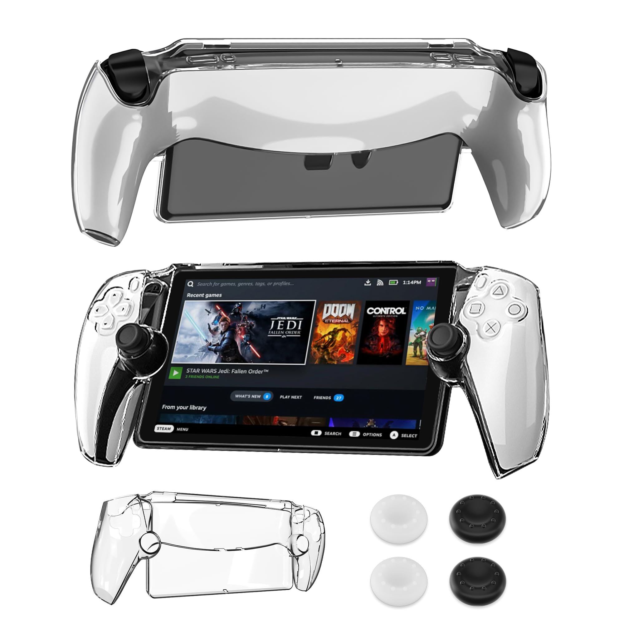 FANPL Improved Version Clear Case for PlayStation Portal Accessories Hard Protective Cover for PS Portal Skin with 4