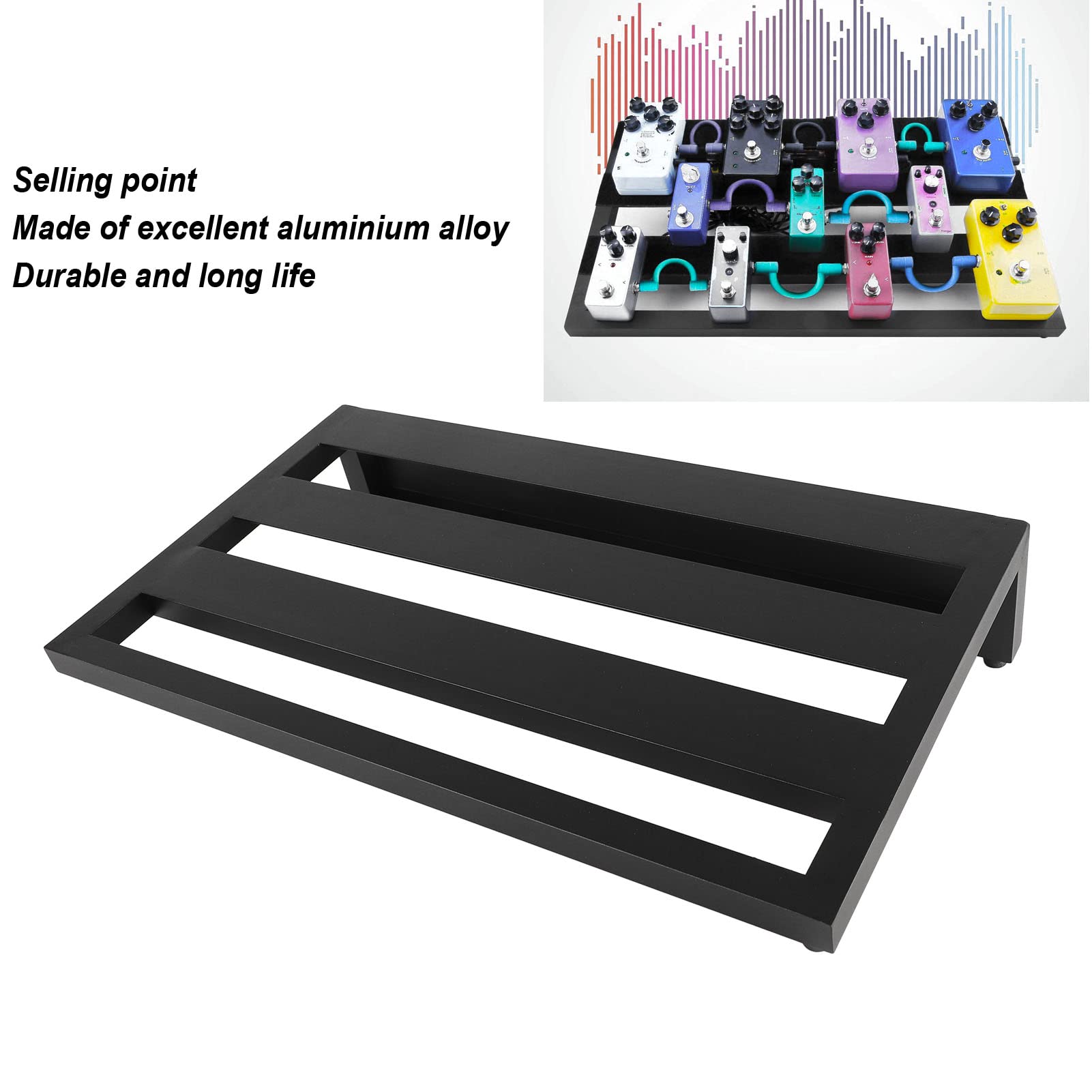Fockety Gitarren-Pedalboard, Extra große Aluminiumlegierung Gitarreneffekt-Pedalboard, tragbares Gitarreneffekt-Pedalboard Instrumentenzubehör mit Tragetasche, Klettverschlüsse (PB 3)