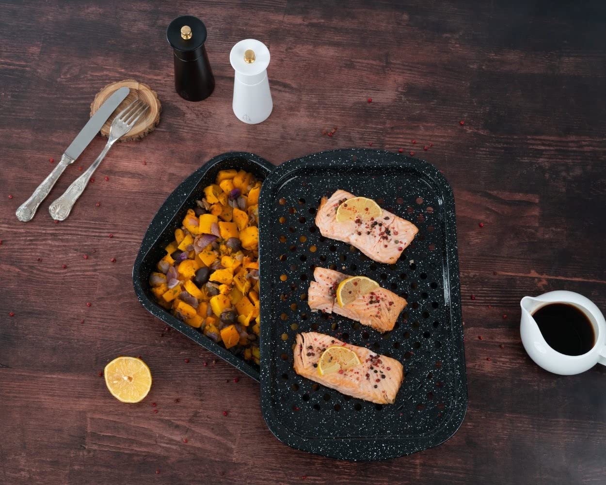 PLAT DE SERVICE RECTANGULAIRE EMAILLE 18*13CM 6 PI