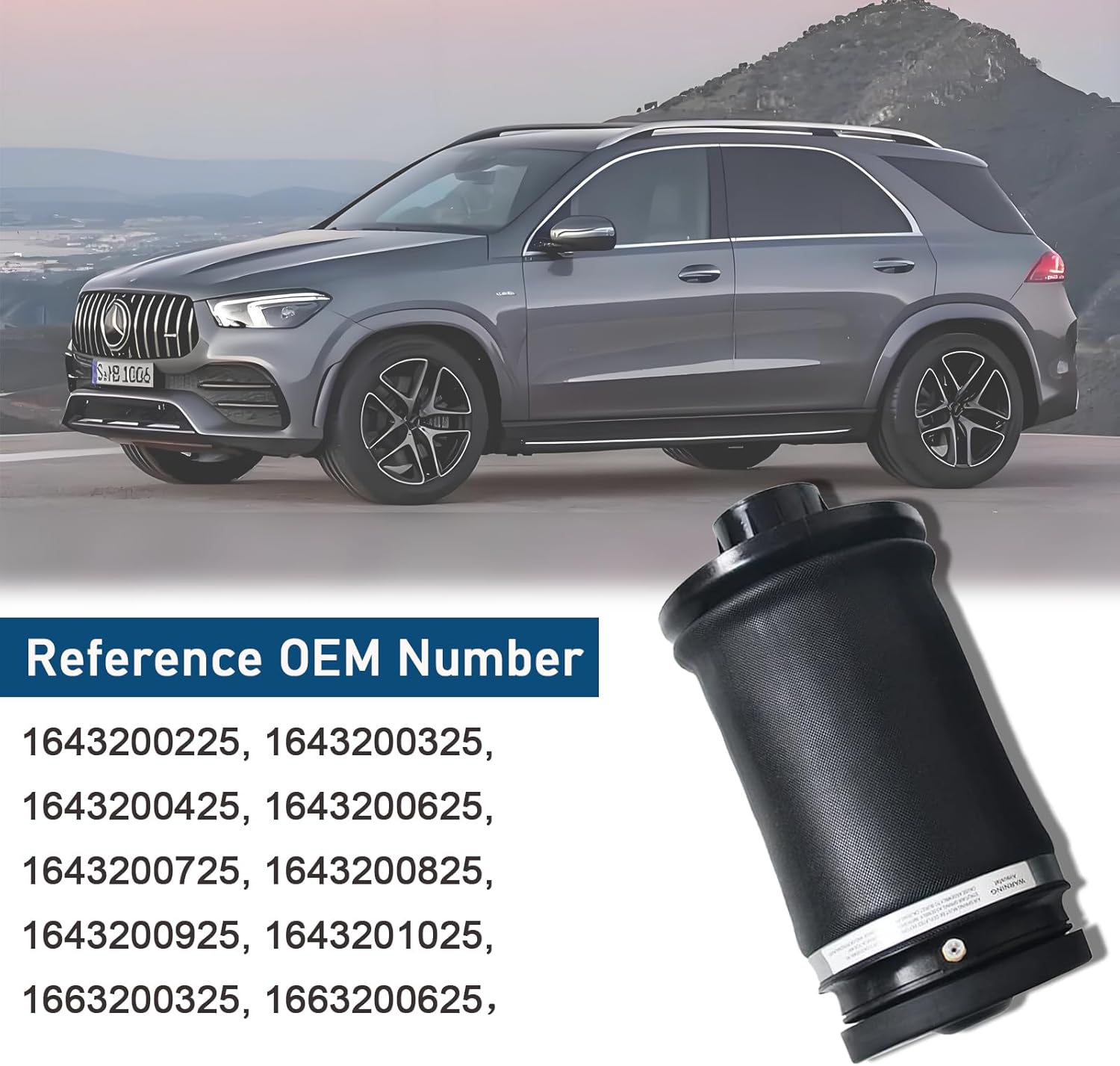 2PCS 1663200325 Replacement for Rear Air Spring kit Suspension Bags Mercedes Benz 2005-2015 X164/166 W164/166 GL-Class GL320/350/450/550 ML-CLASS ML320/350/450/500/550/63 AMG