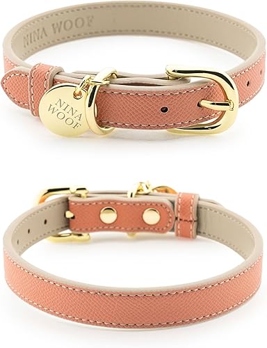 Miniatura 7 de NINA WOOF Rio Collar de cuero vegano para perro, collar acolchado de lujo con hebilla ajustable, collar para perros, collar para perros pequeños a