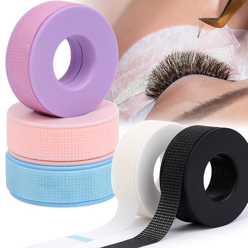 Fita de silicone EMEDA para extensão de cílios, microporosa, várias cores, pacote com 5 rolos