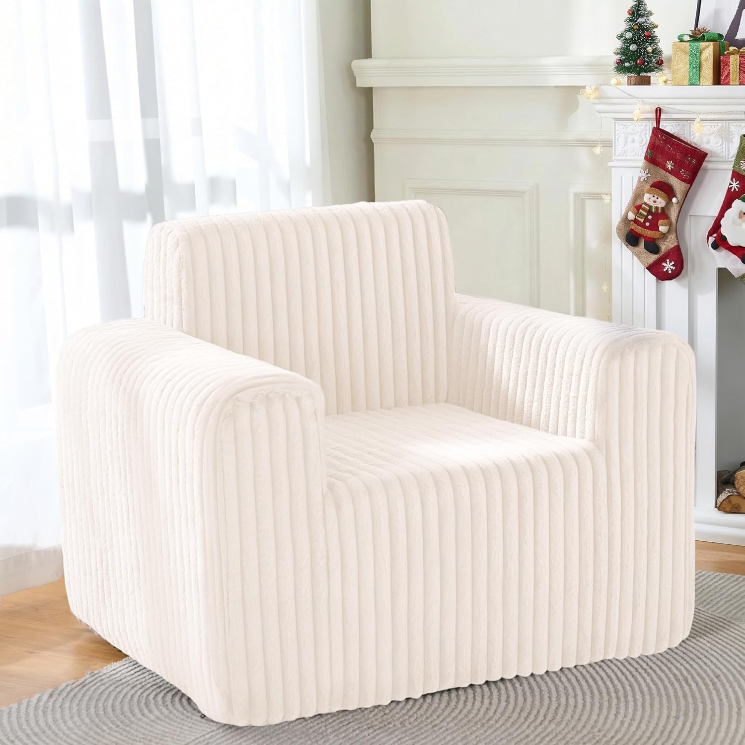 HABUTWAY Giant Bean Bag Chairs for Adults with Armrests, High Backrest Bean Bag Lounge Lazy Sofa with Durable Elastic Foam Filling & Comfy Fabric, Single Couch for Bedroom/Dorm/Living Room(Beige)