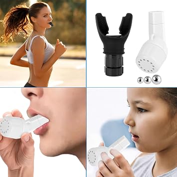 2 Pcs Silicone Lung Exerciser and PVC Mucus Clearance with 3 Balls Set, Handheld Deep Breathing Exerciser, Portable and Adjustable Breathing Trainer for Sports Lovers, Athletes(Black, White)