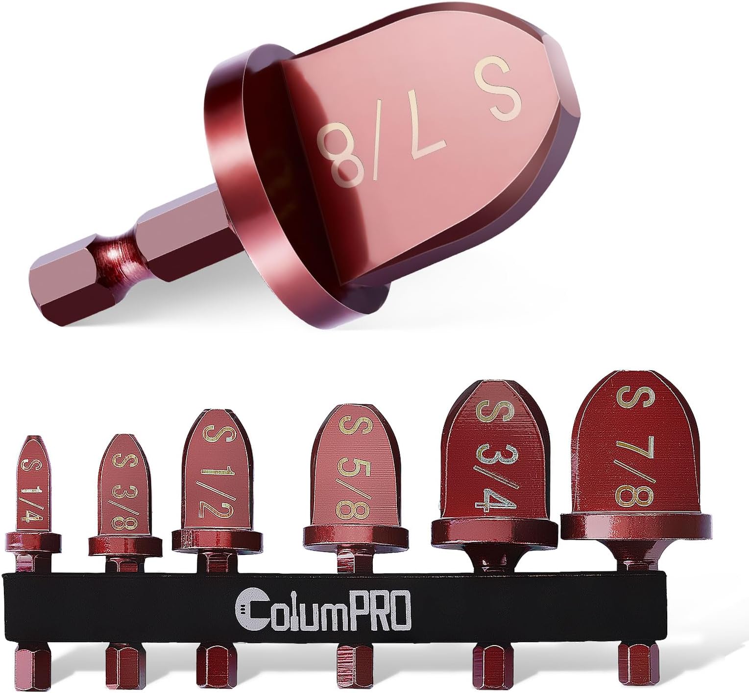 HVAC Repairing Tools, Air Conditioner Copper Pipe Expander Swaging Tool, 1/4 Inch Hex Shank Copper Pipe Flaring Tool Tube Expander,1/4''， 3/8''，1/2''， 5/8''，3/4''，7/8''Bits
