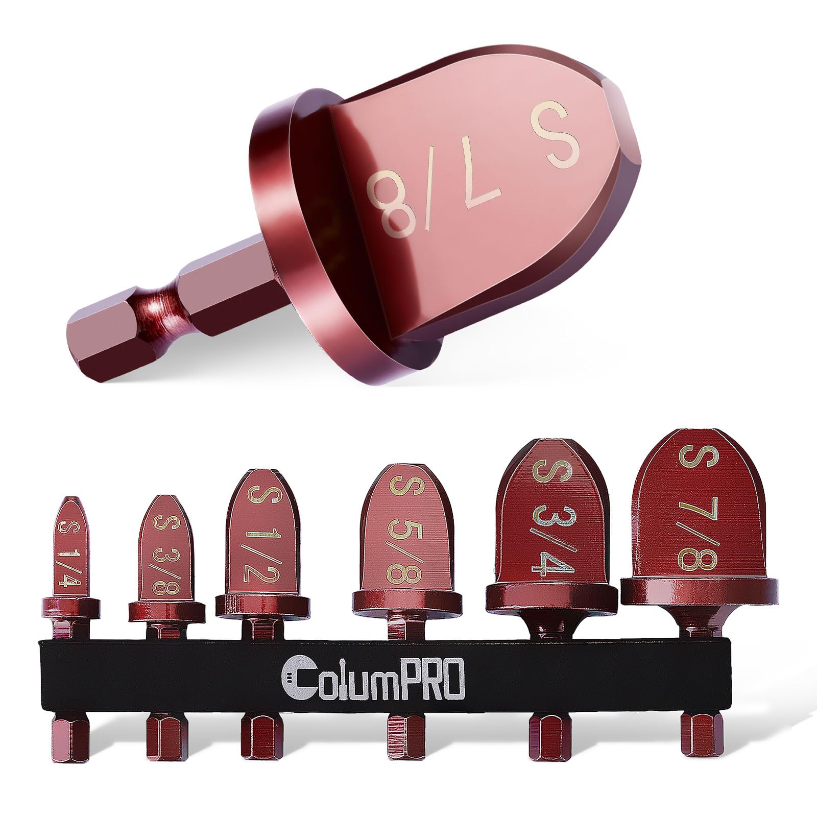 HVAC Repairing Tools, Air Conditioner Copper Pipe Expander Swaging Tool, 1/4 Inch Hex Shank Copper Pipe Flaring Tool Tube Expander,1/4''， 3/8''，1/2''， 5/8''，3/4''，7/8''Bits