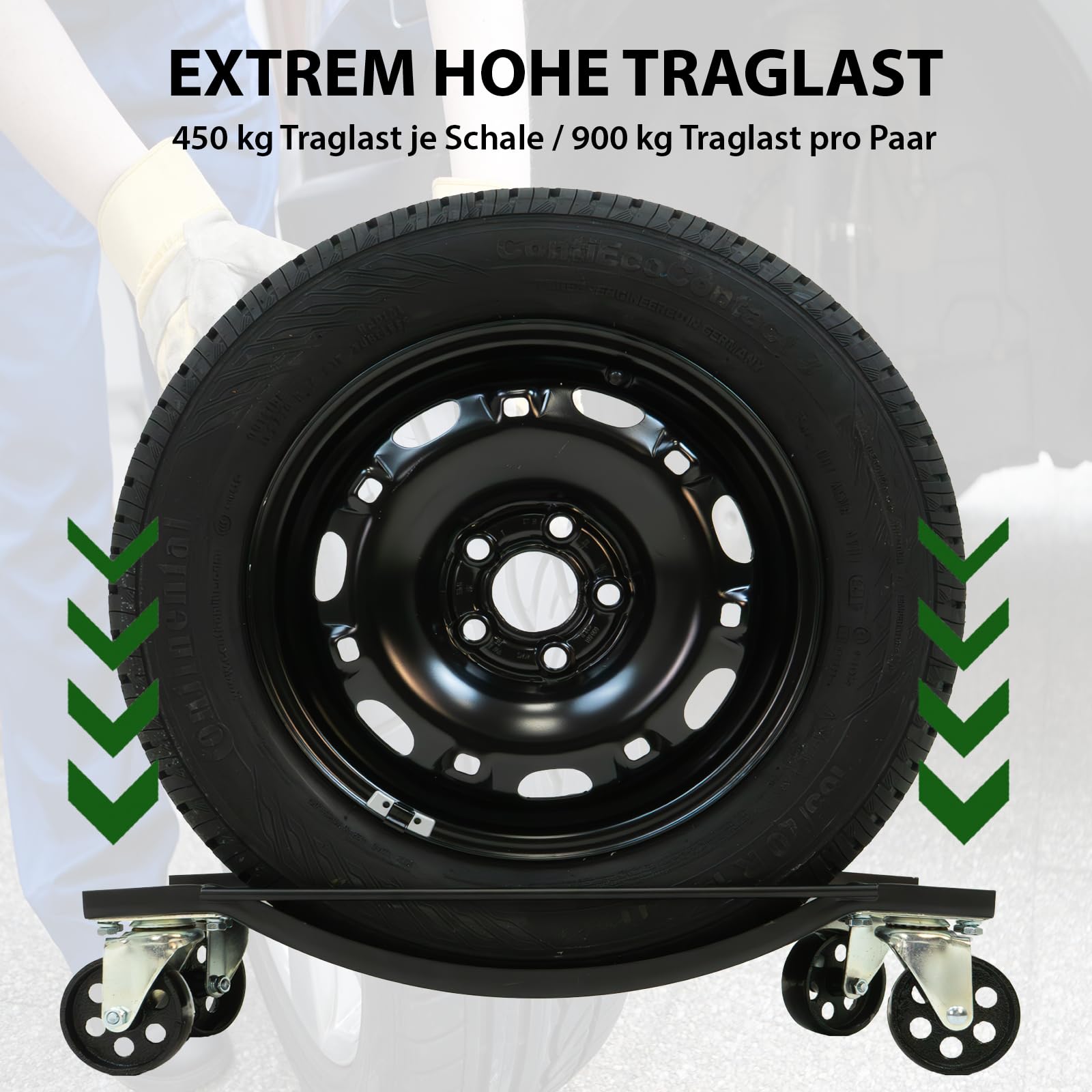 TRUTZHOLM 4X Auto Rangierhilfe für PKW 1800 kg mit Stahlrollen Rangierwagenheber Rangierroller Wagenheber Rangierschale 360° Lenkrollen