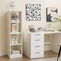 Vista 4 de LOKO Estantería vertical de 4 cubos, estantería independiente estrecha de 56 pulgadas de alto con accesorios anti-caída, organizador de Blanco