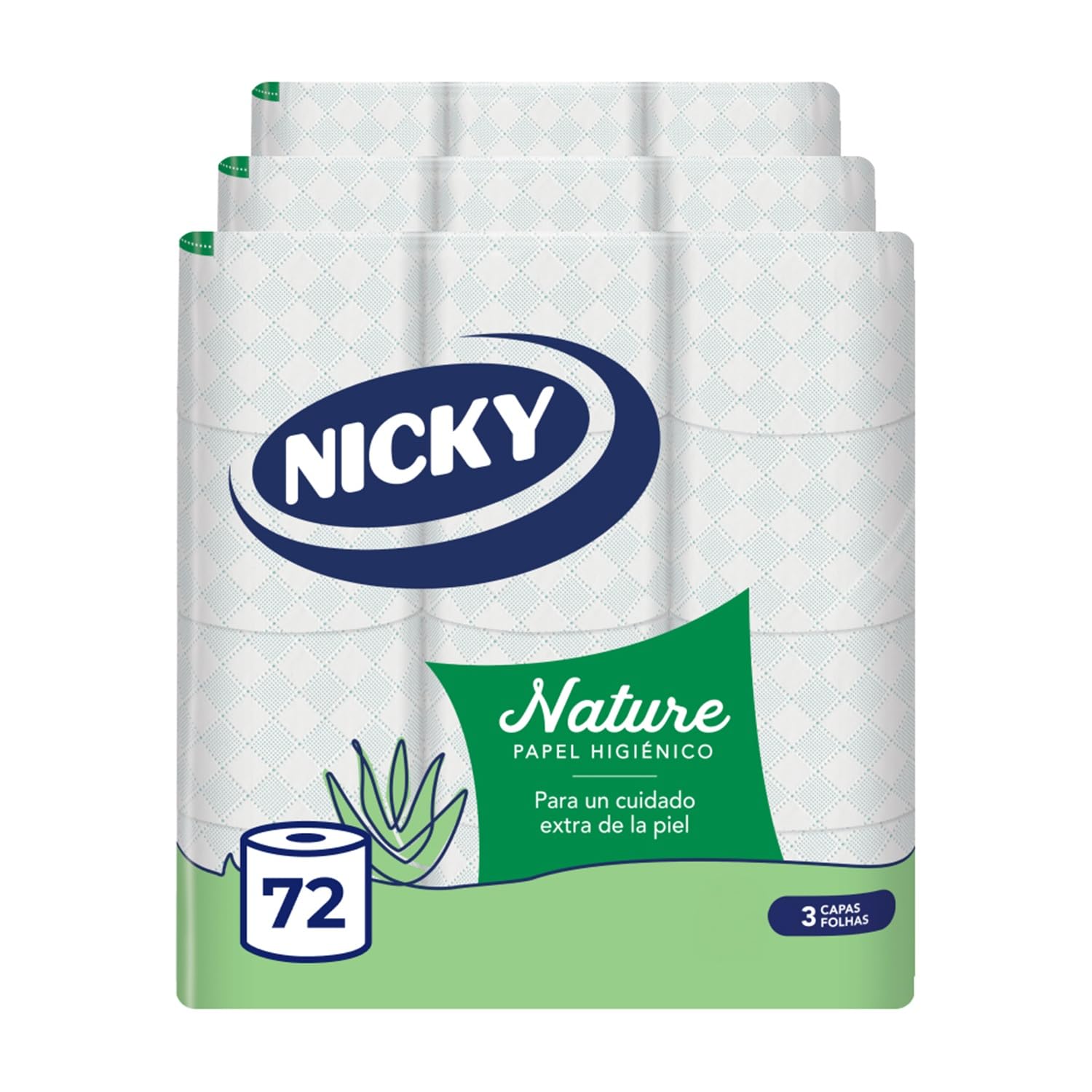 Nicky Nature - Confezione da 72 rotoli, 170 fogli a 3 strati, comodi e morbidi con la pelle, imballaggio riciclabile, cellulosa pura al 100%, certificazione FSC