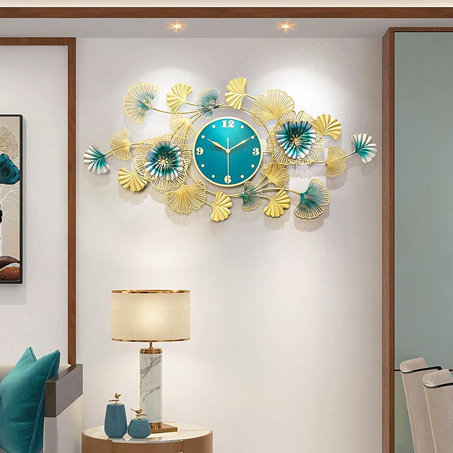 Metal Wall Clock Outdoor Garden Wall Clock Weatherproof Battery Operated Silent Clock for Indoor Living Room