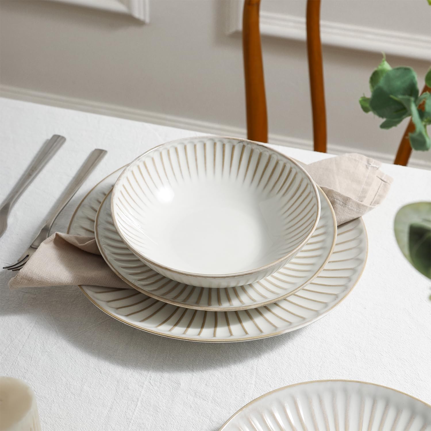 Stone Lain Linea 24-Piece Dinnerware Set Stoneware, White