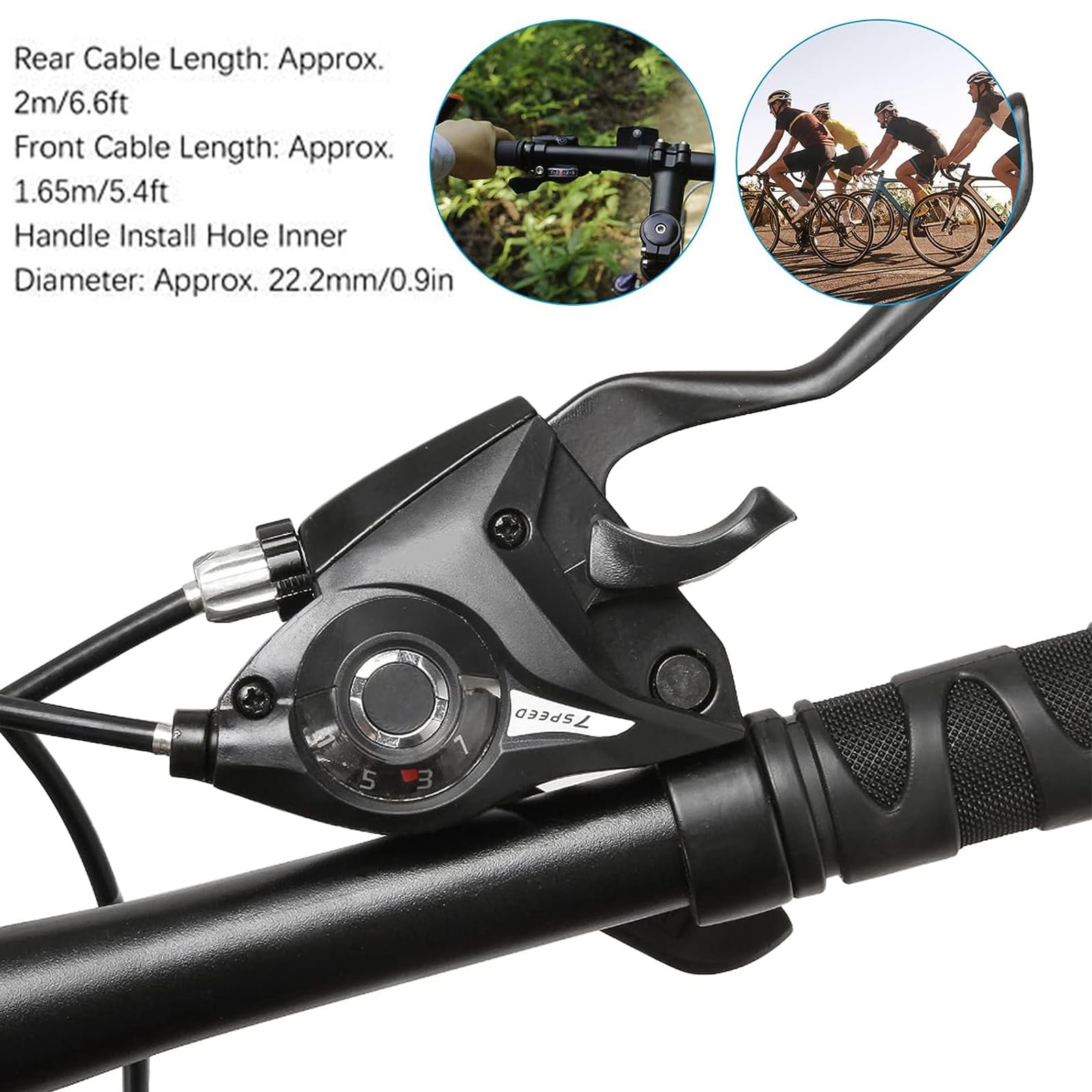 Fahrrad Schalthebel Set 3x7 Gang - Bremshebel Mit Ganganzeige, Schwarz, Für MTB & Citybikes