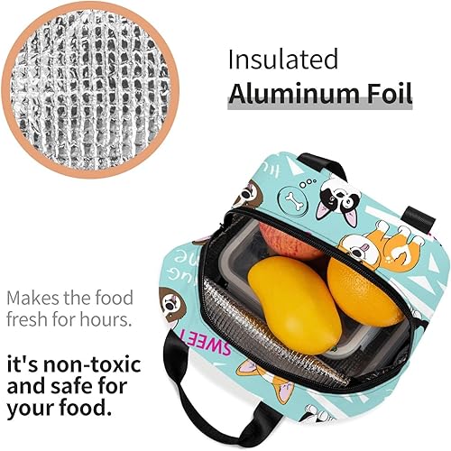 Miniatura 6 de Bolsas de almuerzo con diseño de corgi para perros, caja de almuerzo duradera, reutilizable, térmica, para mujeres, hombres, trabajo, escuela, niñas