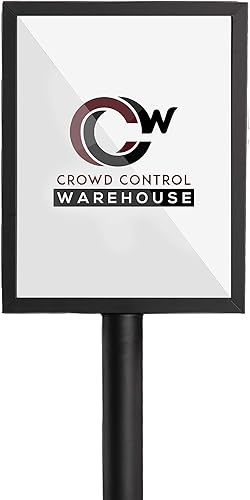 Crowd Control Warehouse Marco de pedestal de pie con base inclinada, vertical de 8.5 x 11 pulgadas, acero recubierto de polvo negro