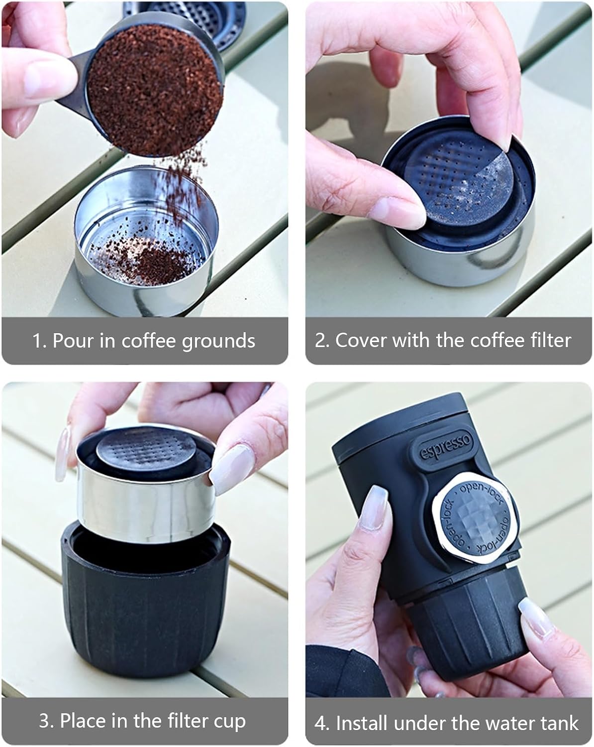 Espresso Machine，Hand Press Espresso Machine Coffee Maker ，Compact Portable Coffee Maker，Manual Button-operated Italian Espresso Machine For Home, Travel, And Outdoor Use(A)