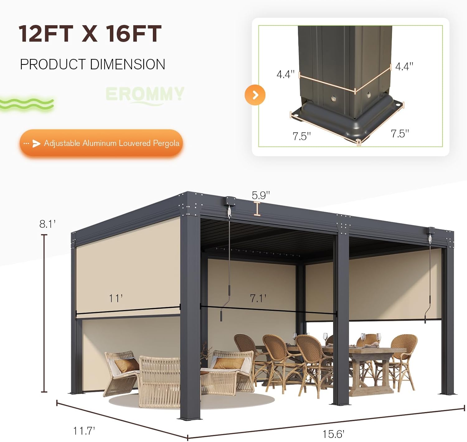 Pergola Product Dimensions