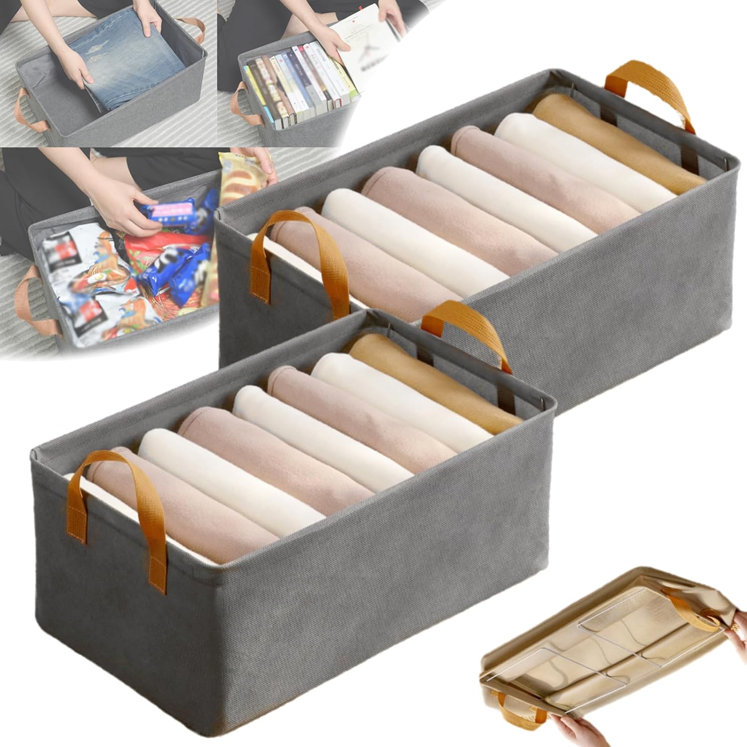 Cation Multi-Functional Folding Wardrobe, Ultra Space Clothes Drawer Organizer Closet with Handle, Pickelect Storage Boxes for Bedding/Clothes/Toys, 18.5 * 11.02 * 7.87in