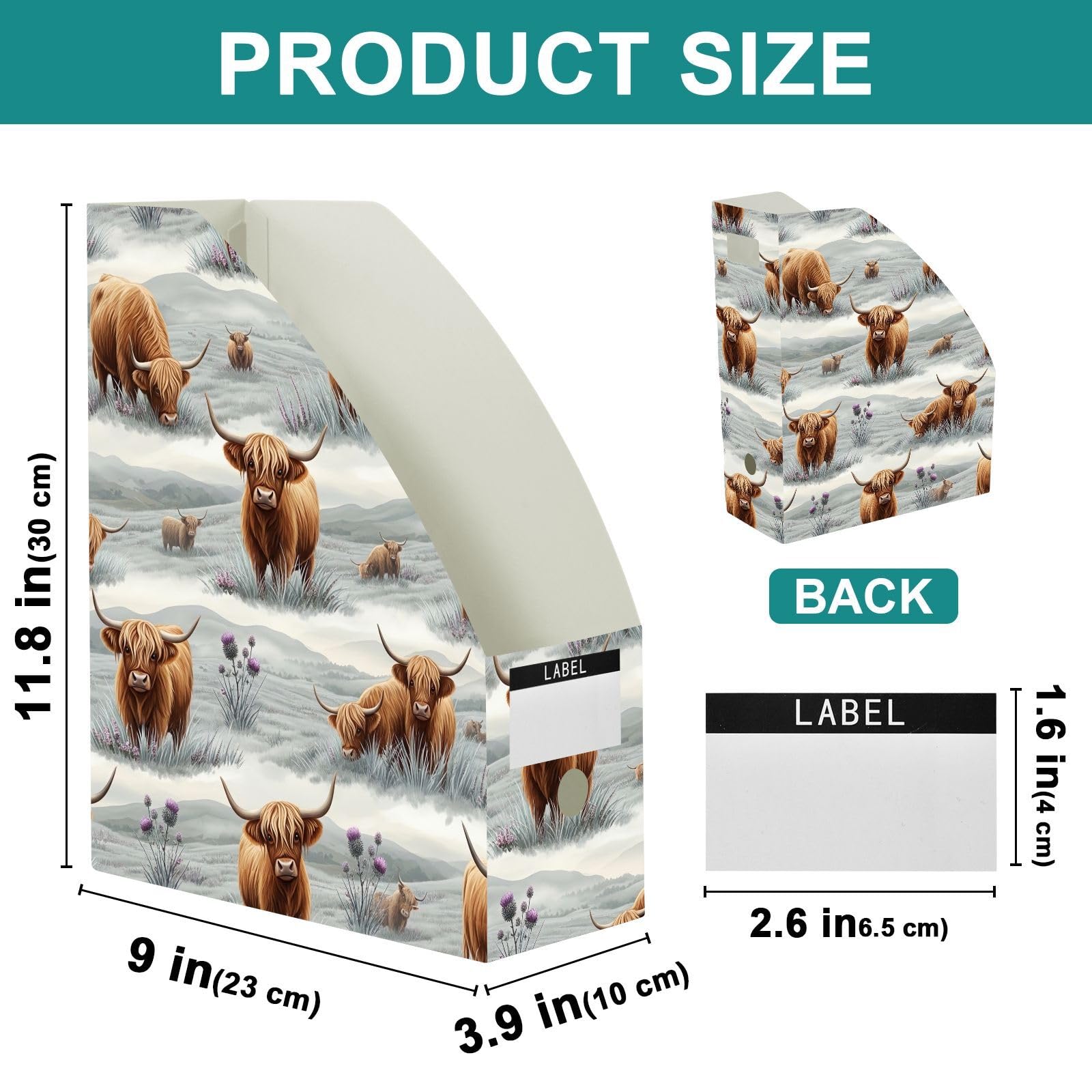 Classic Highland Cow File Organizer con apertura superiore