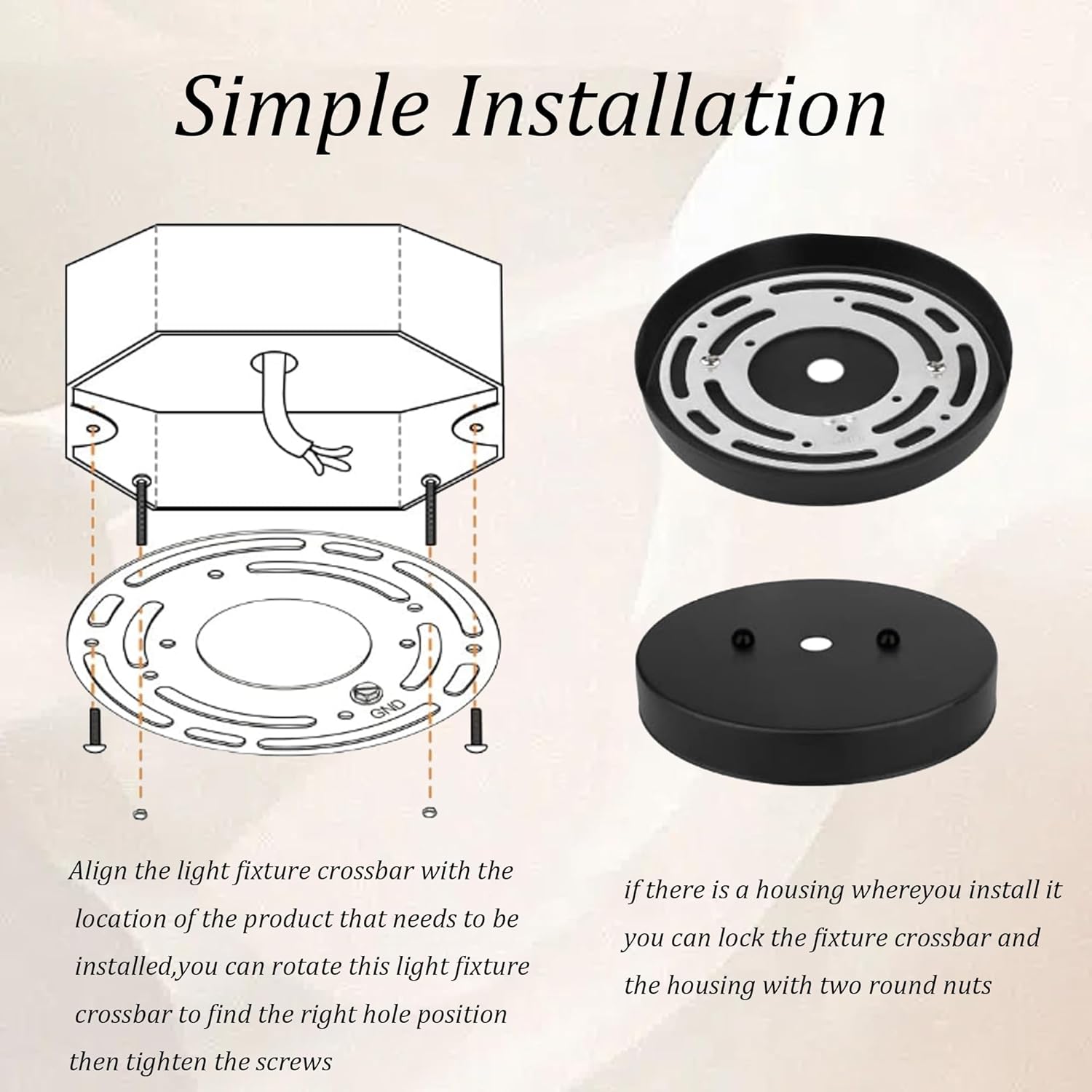 2Pcs Universal Light Fixture Mounting Bracket Kit, 4” Steel Crossbar with Complete Hardware, Adjustable Ceiling Wall Mount for Chandelier Pendant Light (4”x3”)