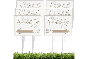 6-Pack Wedding Direction Arrow Signs with H Stakes: Illuminate Your Wedding Path with Gold Guidance