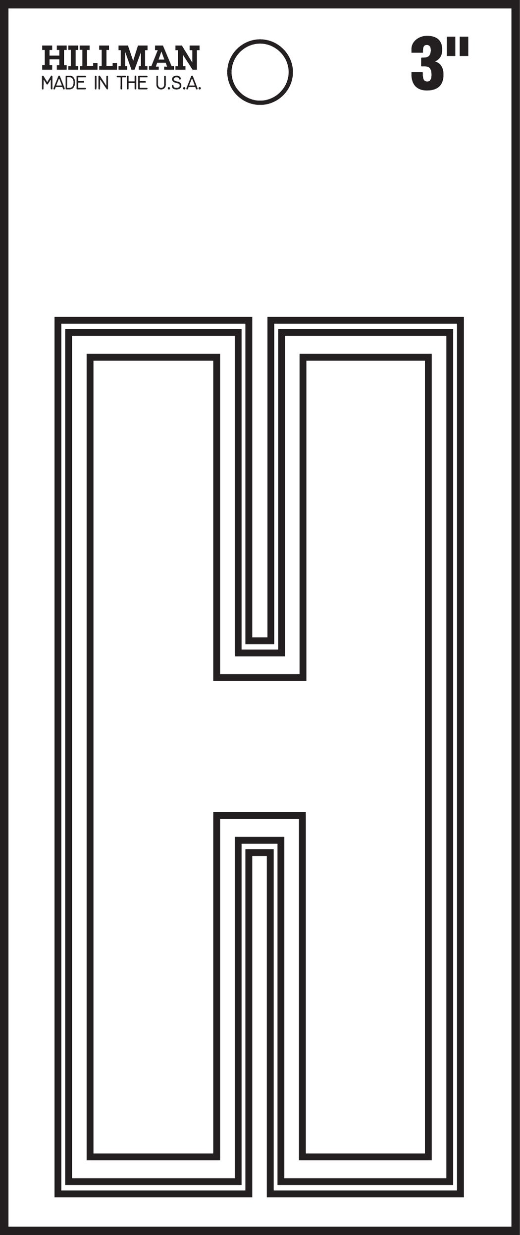 Hillman 839646 Letter H Thin Style Die-Cut Peel Off Sign, White Matte Finish Waterproof Vinyl, 3 Inches 1-Sign