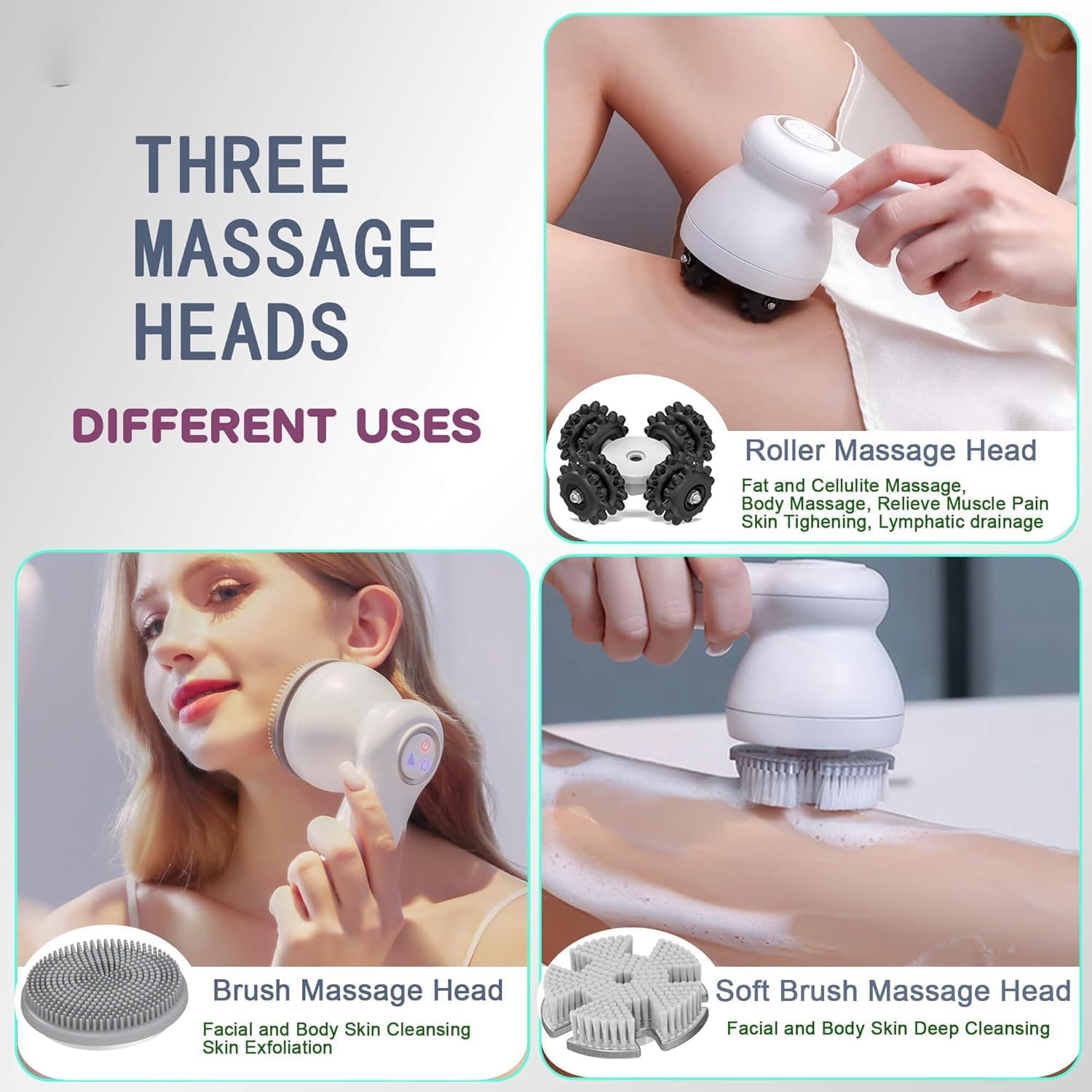 CLOYSTER Electric Back Massor, Handheld-Salelite Massage Full Body Massage 3 Massage 3 Massage Heads with 2 rotation 6 level speed sculpting machine, 2 directions of IPX6 waterproof CLOYSTER Electric Back Massor, Handheld-Salelite Massage Full Body Massage 3 Massage 3 Massage Heads with 2 rotation 6 level speed sculpting machine, 2 directions of IPX6 waterproof