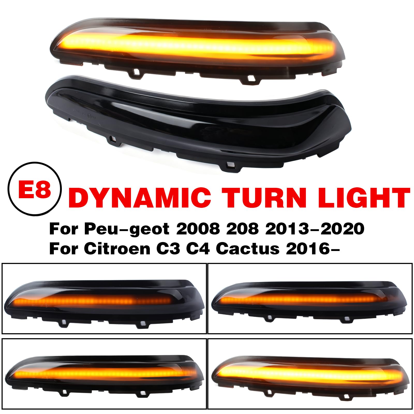 Indicatori di direzione dinamici a LED nello specchietto retrovisore per Peugeot 2008 208 2013-2020 per Citroen C3 C4 Cactus 2016