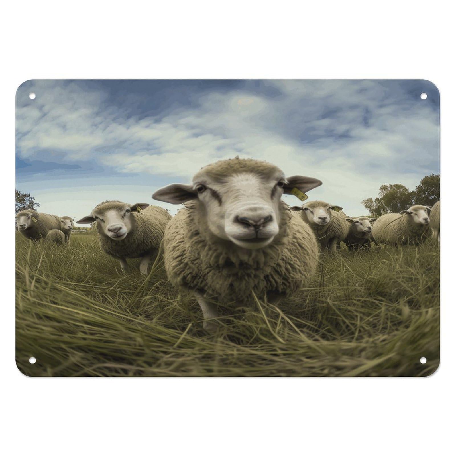 Fodpand Style Flock Of Sheep Retro Vintage Metal Tin Sign,Wall Art Decor Garden Plaque Poster For Bedrooms Yard Bars Pubs Patios Porches 7.9X5.5 Inch