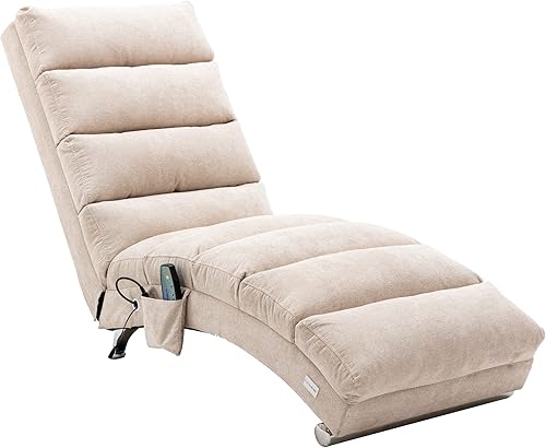Miniatura 12 de Chaise Lounge de lino para interiores con función de masaje eléctrico, moderna silla reclinable para oficina, sala de estar o dormitorio (lino Lino