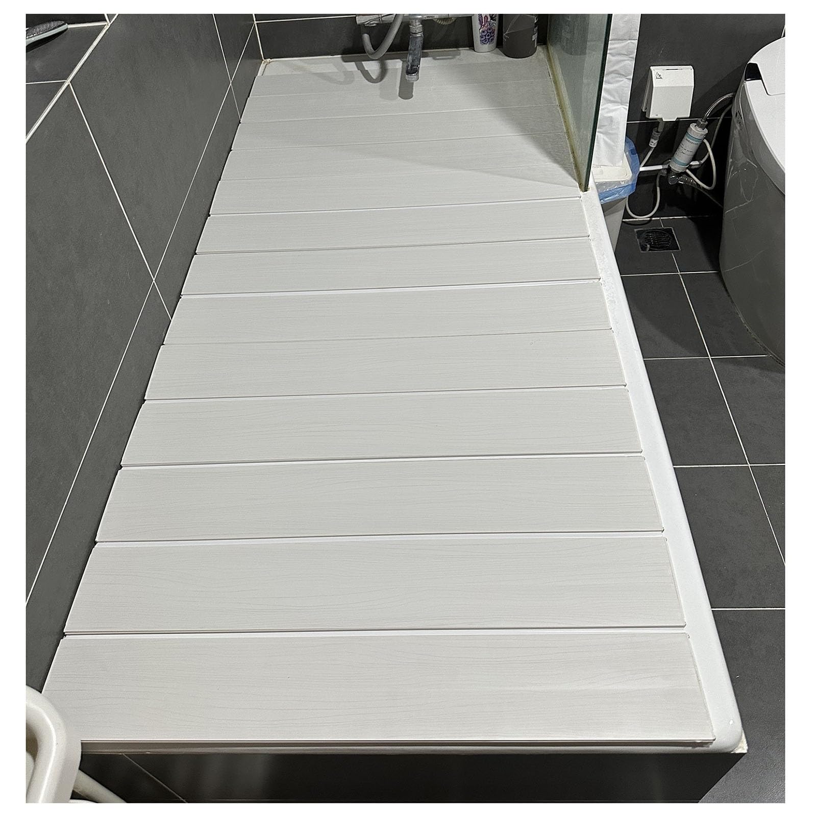 MYUYEE Foldable Bathtub Tray Adjustable Bath Shelf Pvc Insulated Cover Dustproof Panel Spa Bathtub Nizer Perfect For Relaxation And Storage Solutions (Blanc-70X127X0.6Cm)