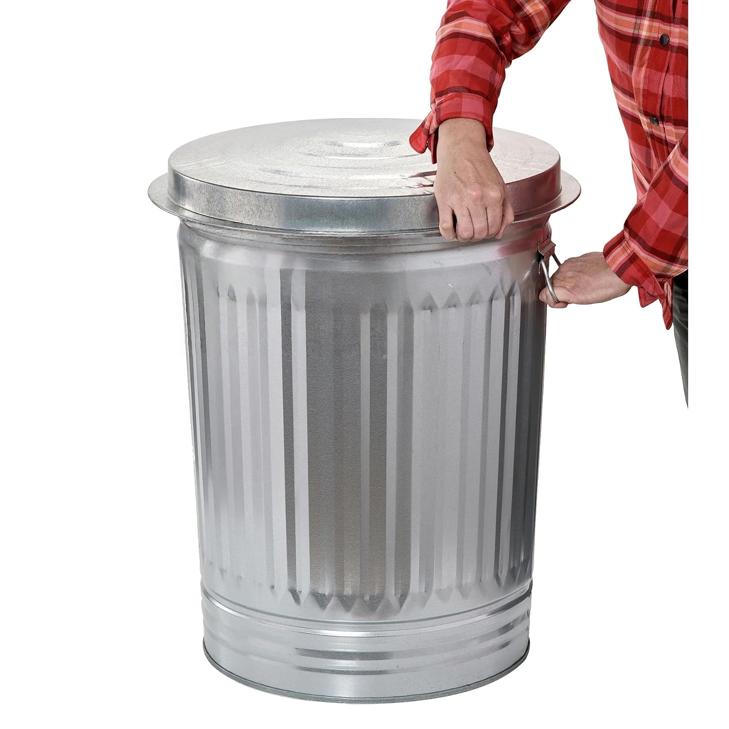 Heavy-Duty 31 Gallon Metal Garbage Can for Outdoor & Indoor Use
