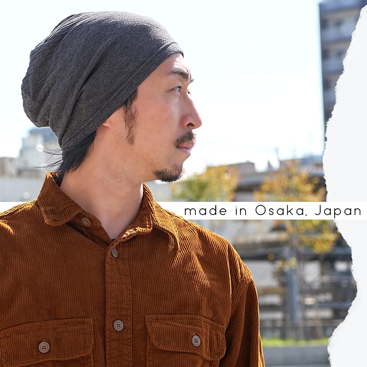 CHARM Womens Organic Cotton Beanie Hat - Mens Slouchy Beanie Made in Japan Chemo Hat - Image 4