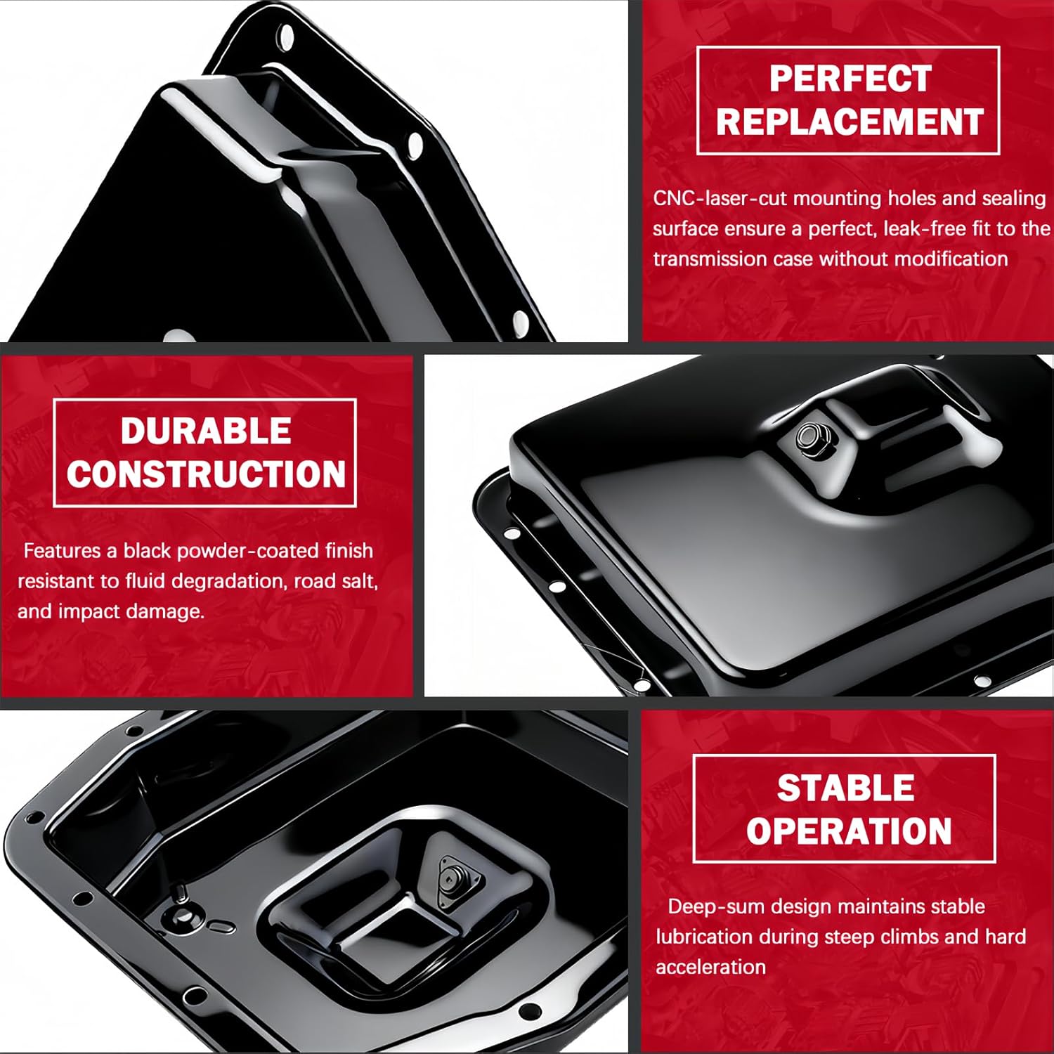 265-813 Transmission Oil Pan with Gasket and Drain Plug &14 Screw Fits for Ford E-150 F-150 E-250 E-350 E-450 Mustang Expedition/Lincoln/Mercury Models