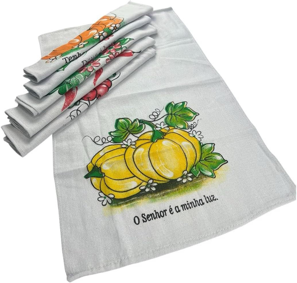 Kit 10 Panos Prato Algodão 45x75cm Econômico Durável Estampado Multiuso Limpeza Cozinha