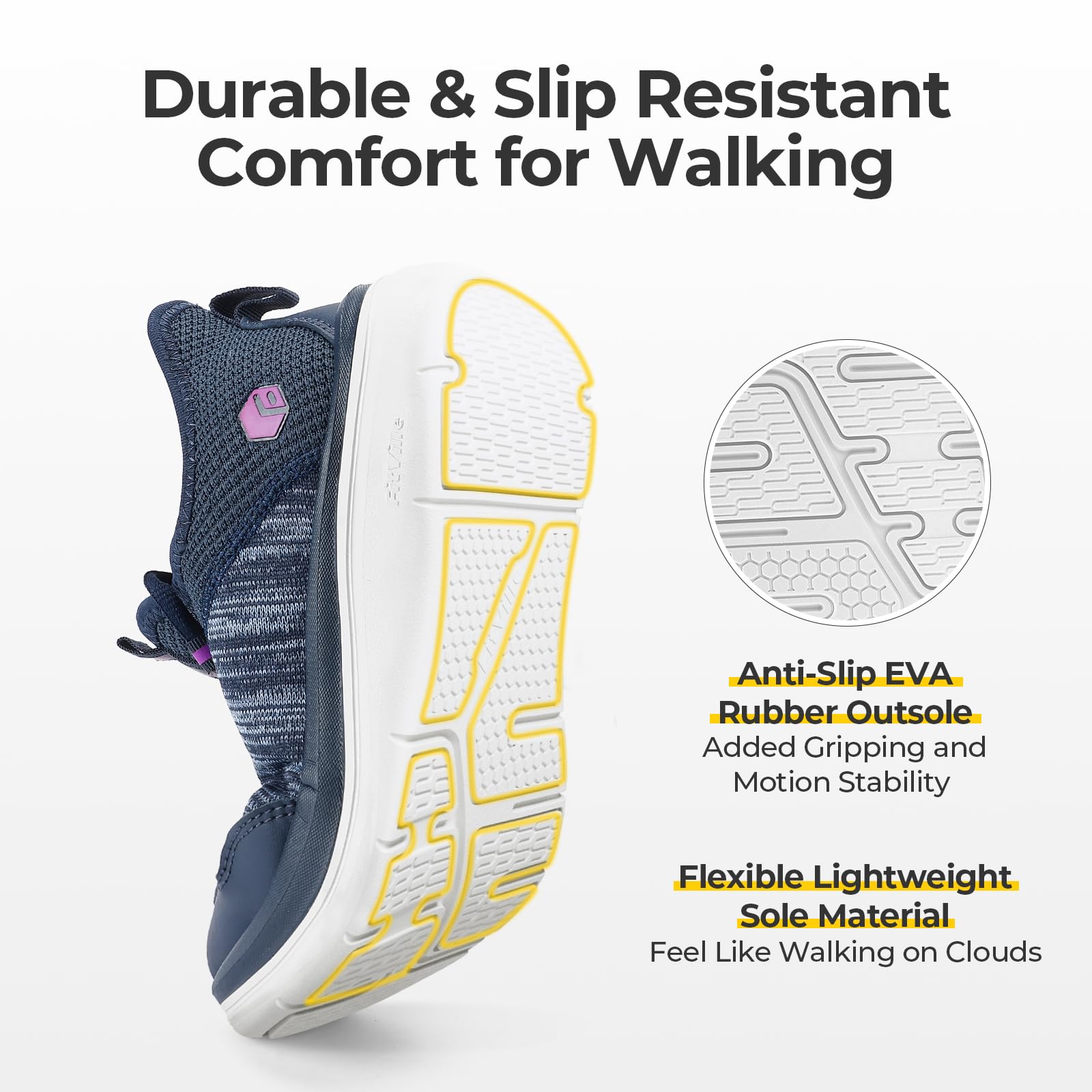 Fitville Damskie Buty Do Chodzenia Extra Wide Slip On Sneakers Lekkie Buty Do Biegania Wygodne Sneakersy Oddychające Rekreacyjne Buty Fitness Slip On Dla Szerokich Stóp