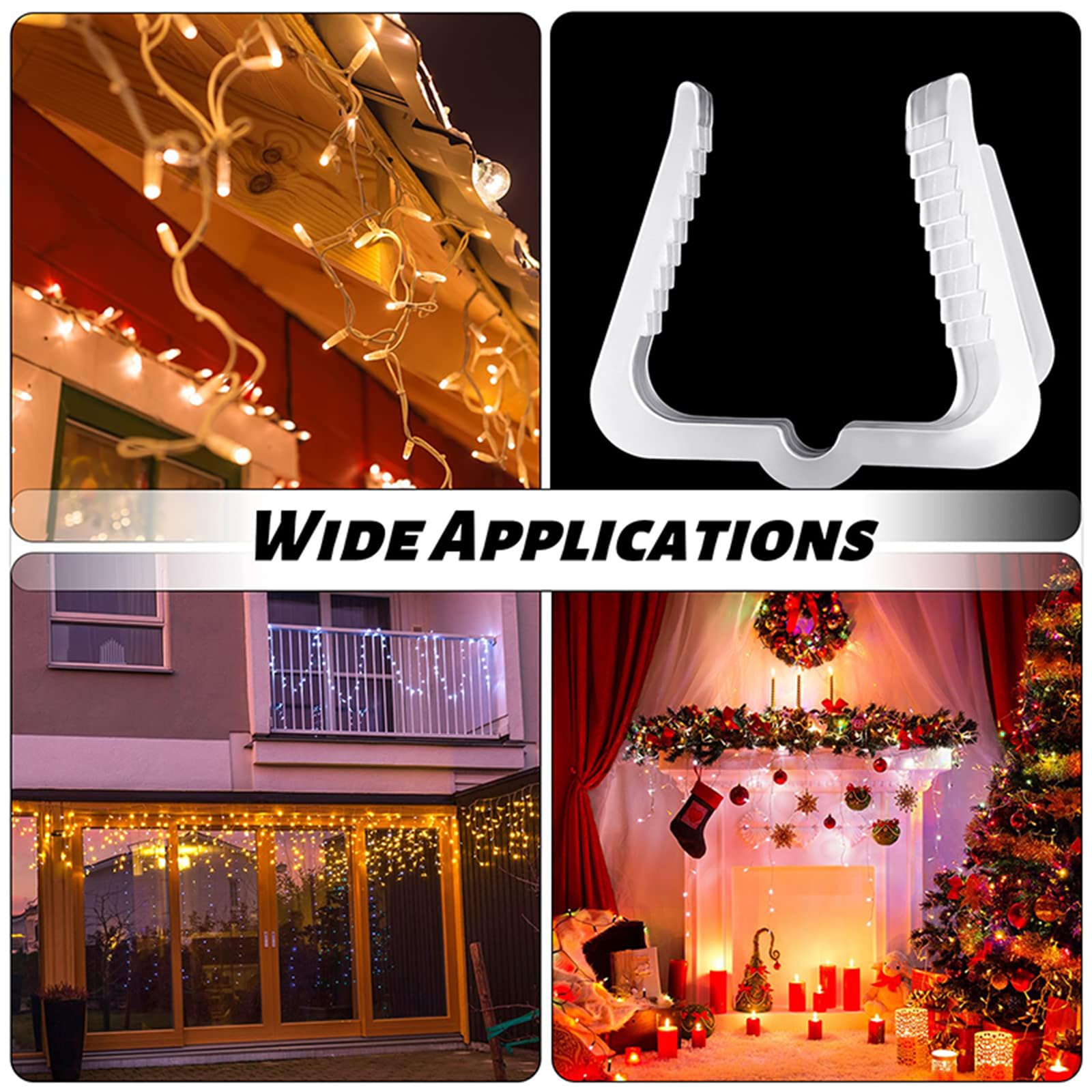 50 Weihnachtslicht-Clips Aus Kunststoff – Für Fassaden, Geländer & Dekoration Innen/außen, Weiß