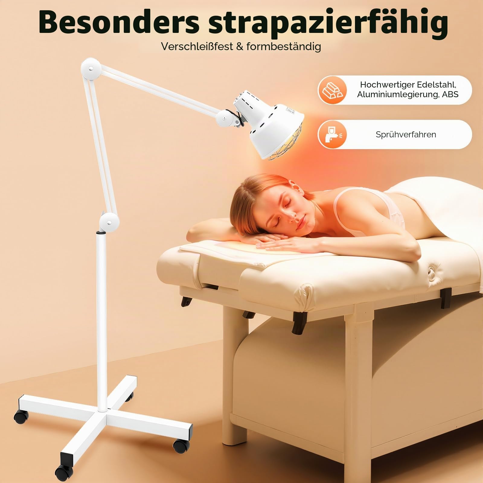 MINRS Infrarotlampe 275W Rotlichtlampe Wärmelampe Temperatur Einstellbar Rotlicht Lampe Therapie mit Zeitmessgerät Infrarotlicht für Linderung von Schmerzen in Körperteilen, Wundheilung, Weiß